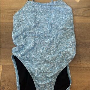 Blue and White Patterned Swimsuit